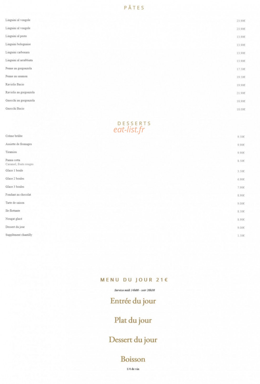 Bistrot de L'Etang — carte page 2