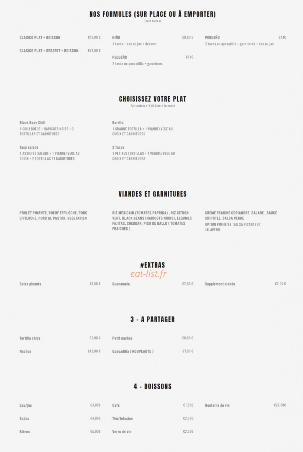 Black Bean Chili — carte page 1
