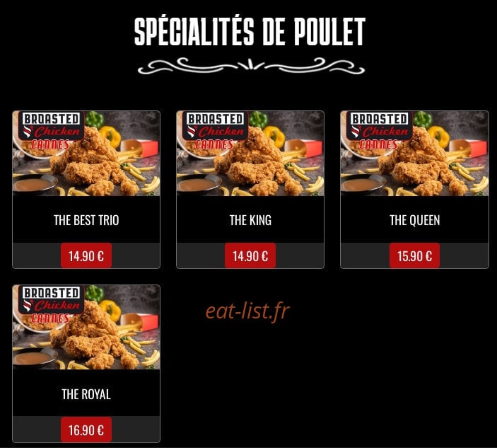 Broasted chicken — carte page 2