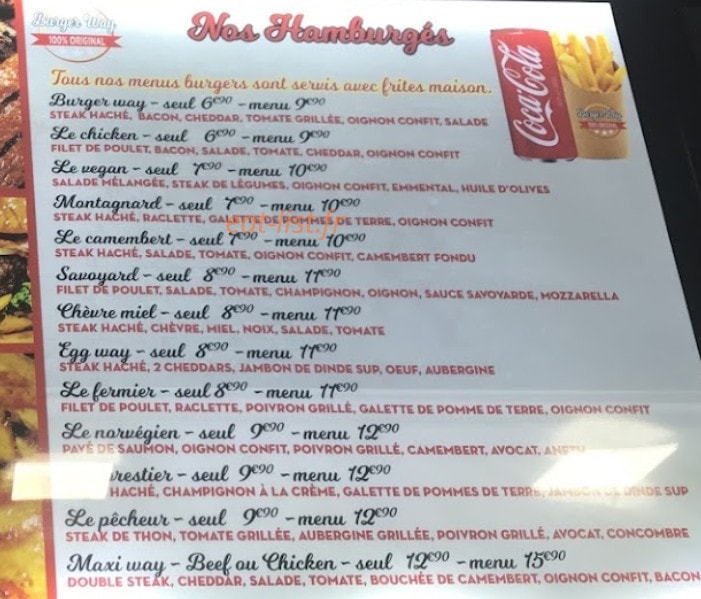 Burger way — carte page 2