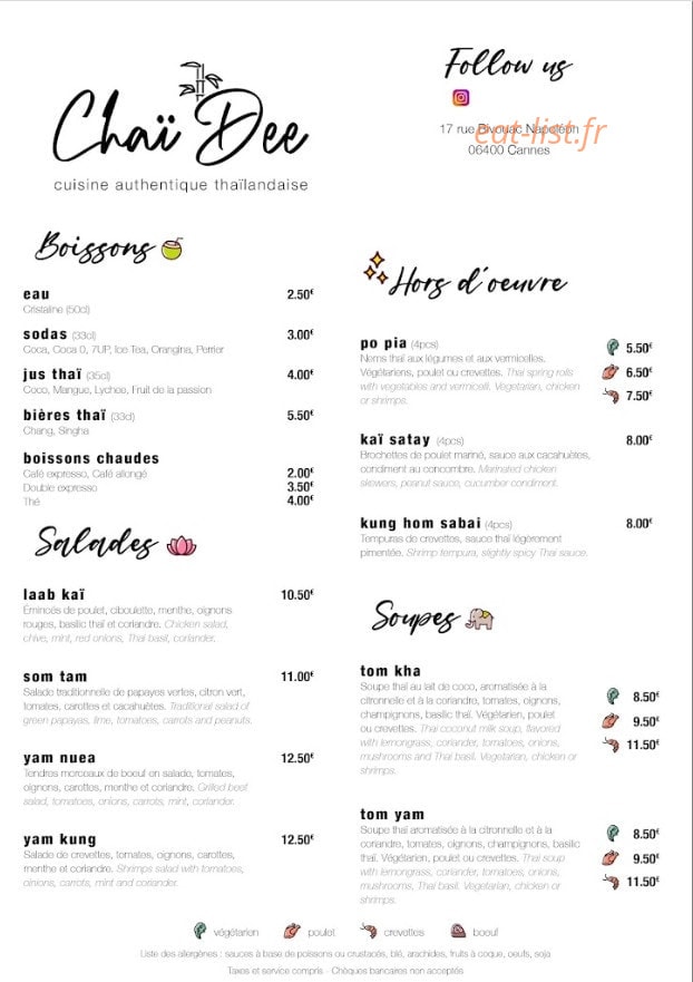 Chaï Dee — carte page 2
