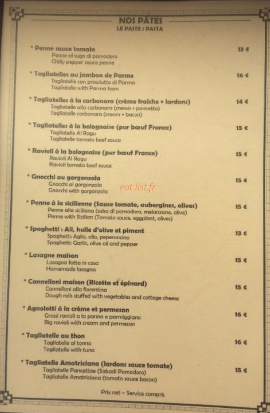 Chez Franco — carte page 2
