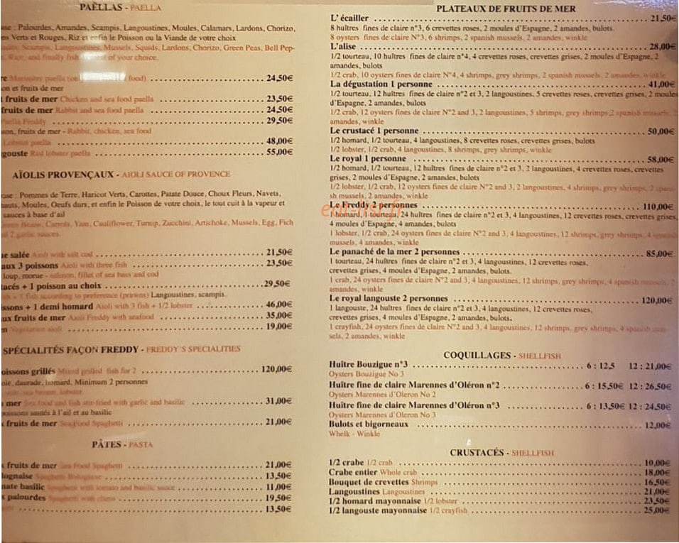 Chez Freddy — carte page 3