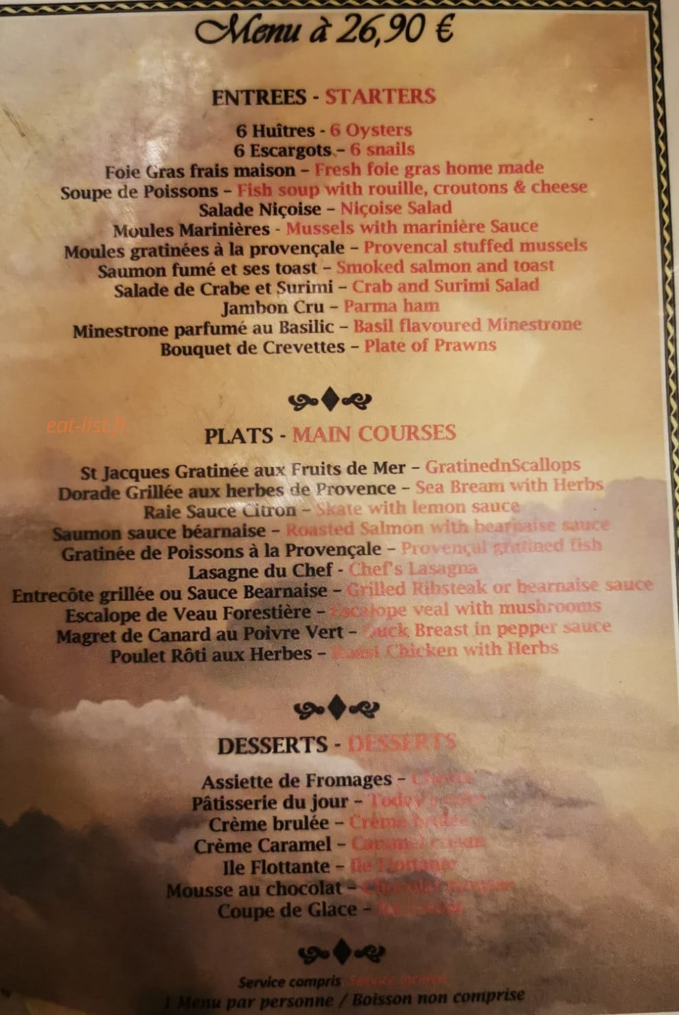 Chez Freddy — carte page 4