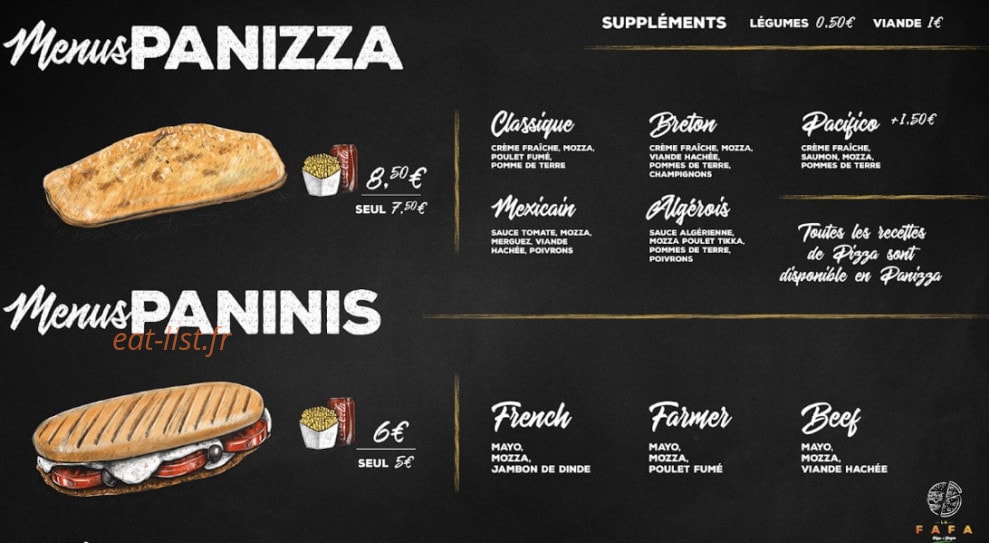 Fafa pizza — carte page 4
