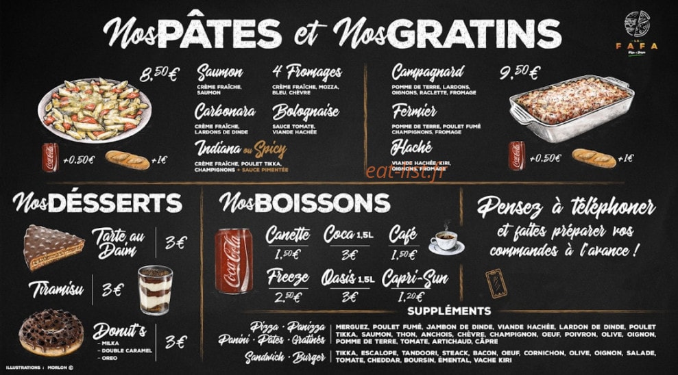 Fafa pizza — carte page 6