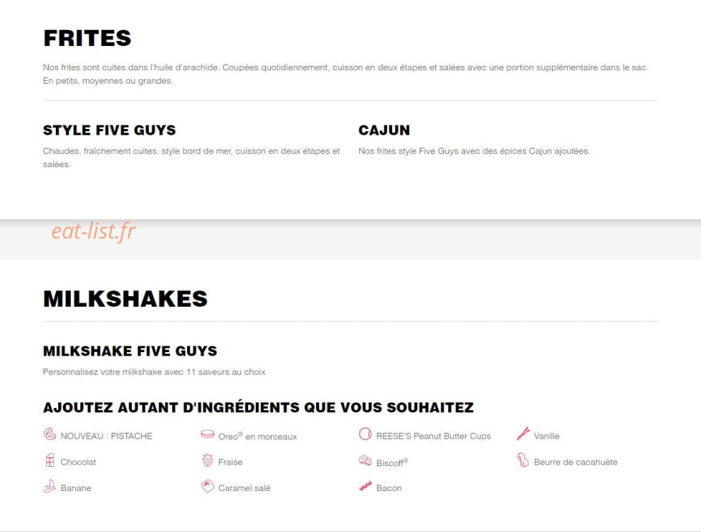 Five Guys — carte page 3