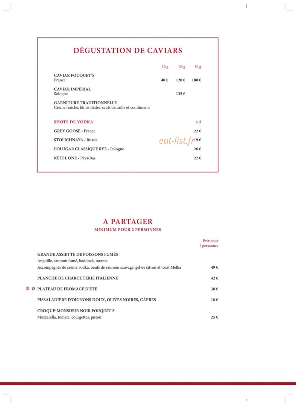 Fouquet's — carte page 2