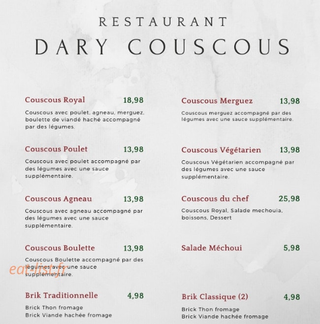 Gold Kitchen — carte page 1