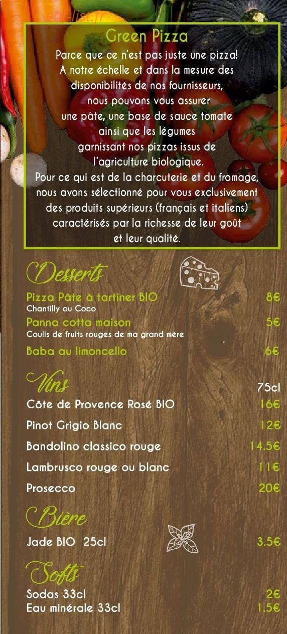 Green Pizza — carte page 5