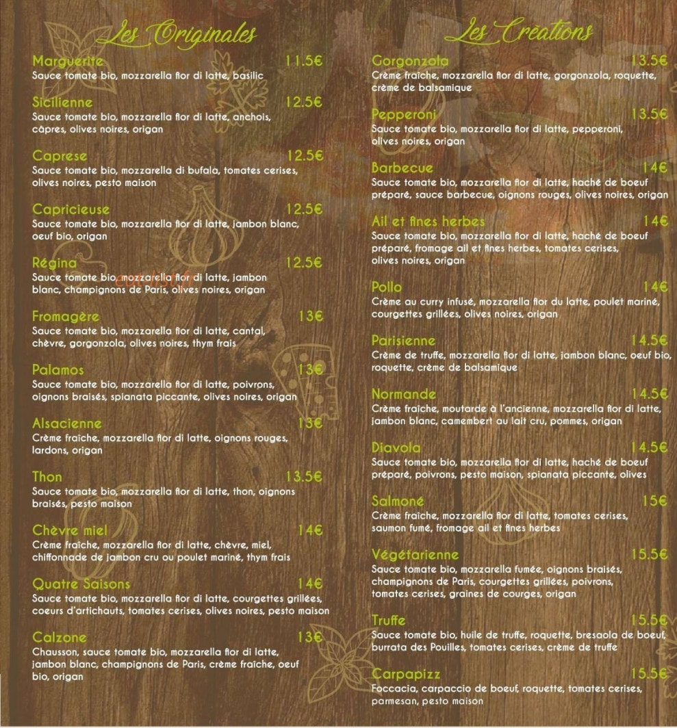 Green Pizza — carte page 3