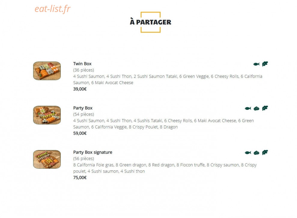 Green Sushi — carte page 3