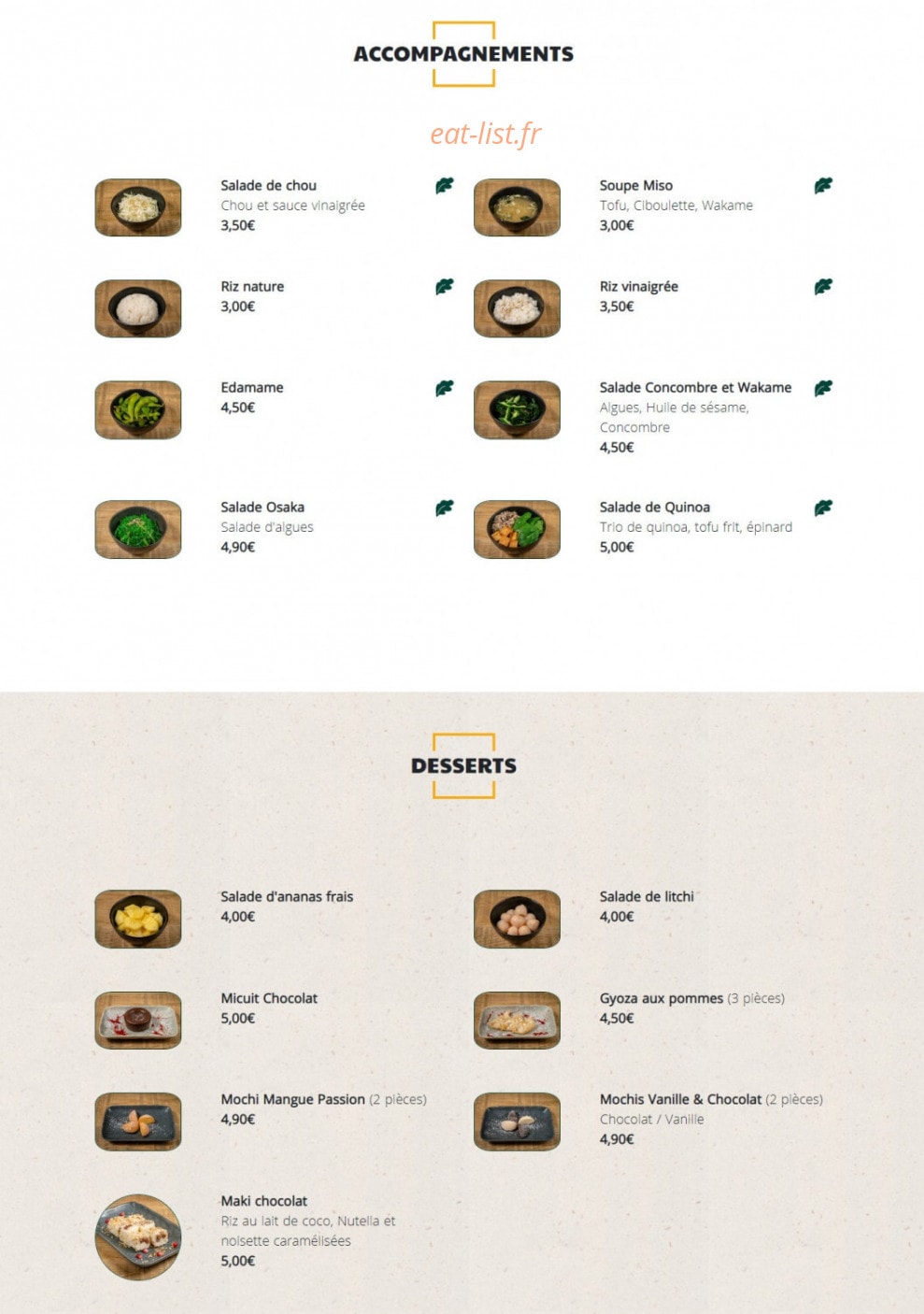 Green Sushi — carte page 10