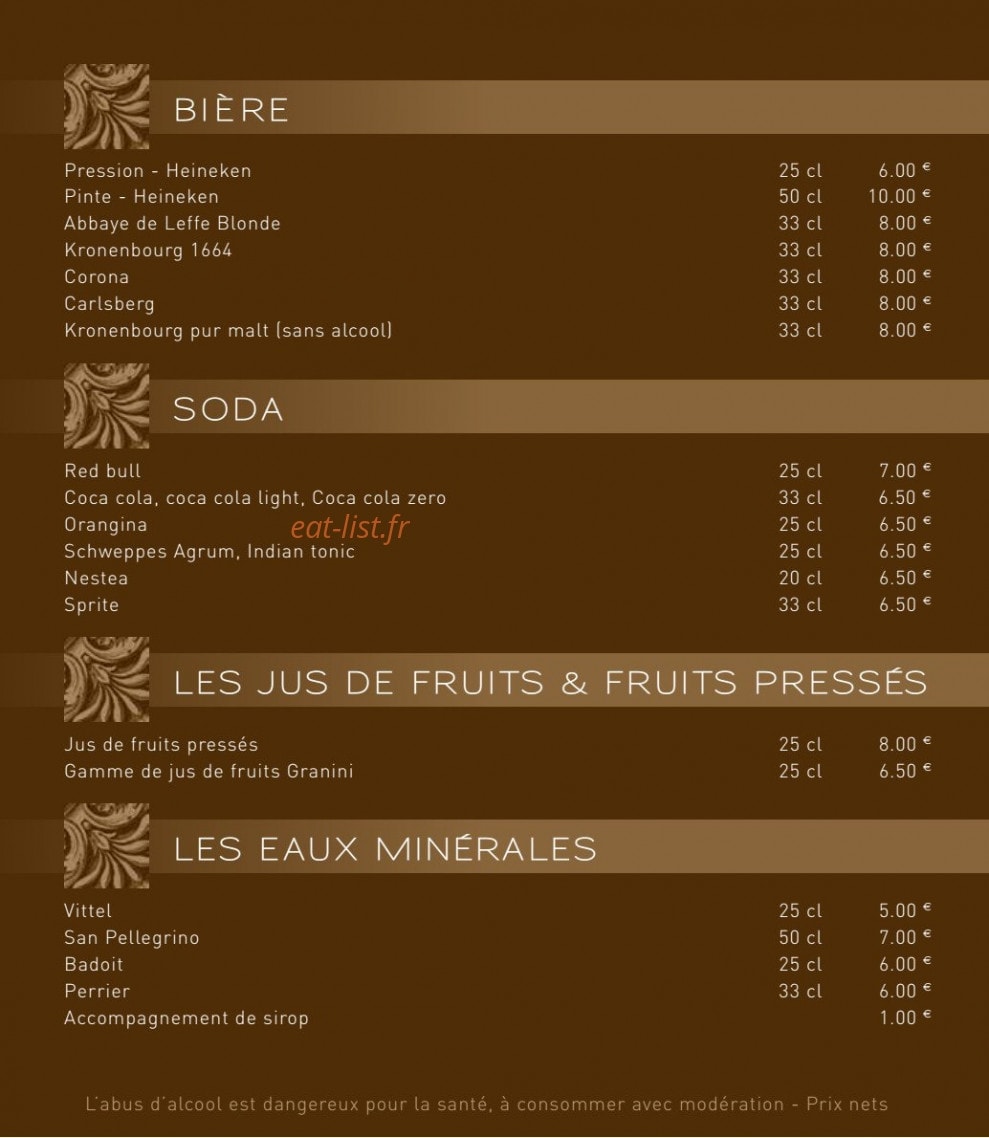 Jane's bar — carte page 3