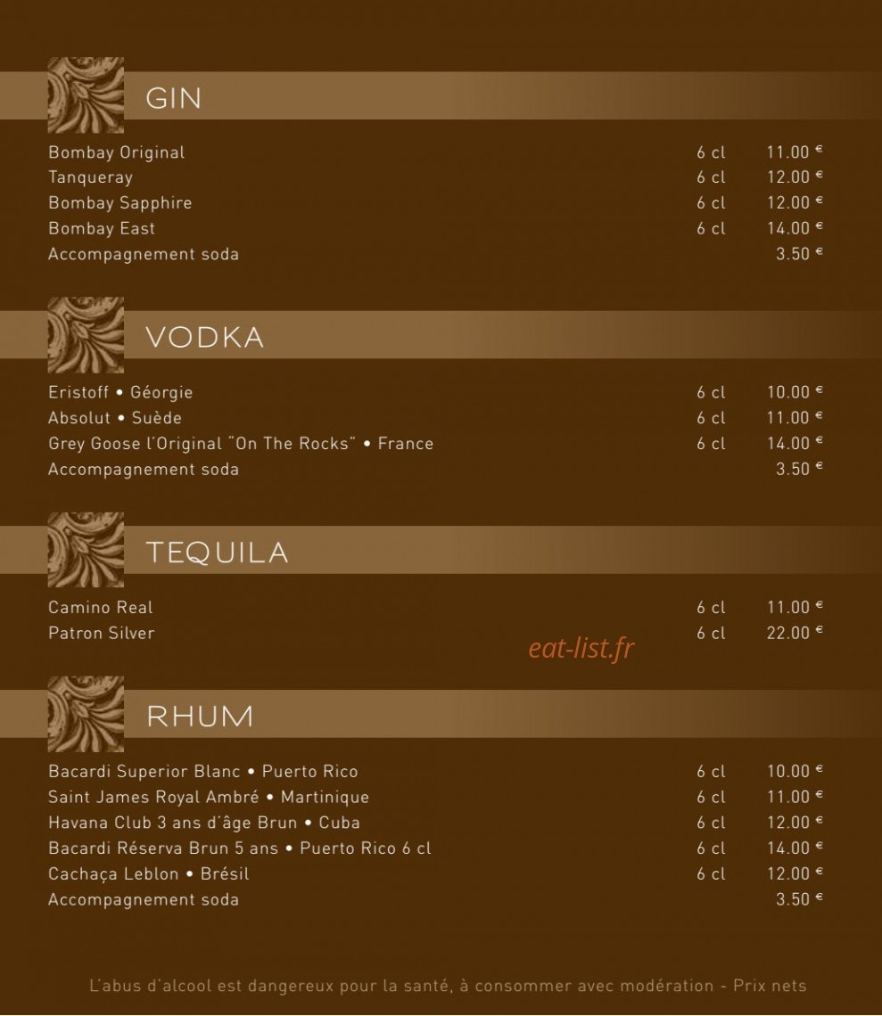 Jane's bar — carte page 6