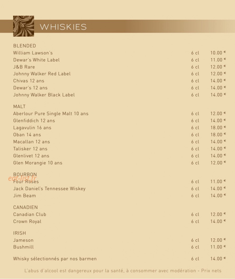 Jane's bar — carte page 8