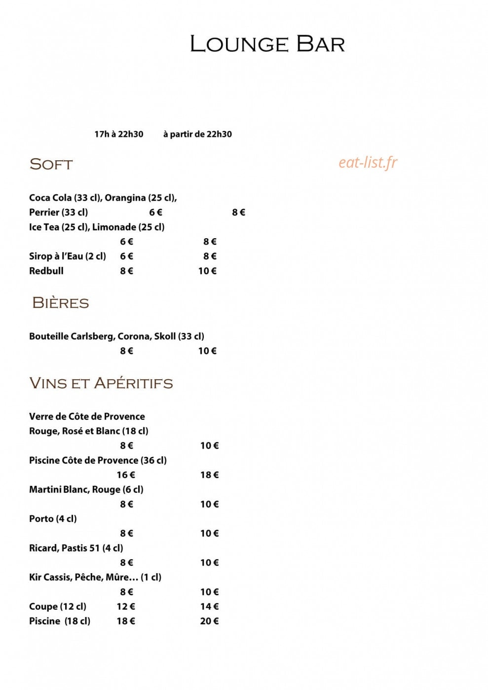 L'Ecrin Plage — carte page 1