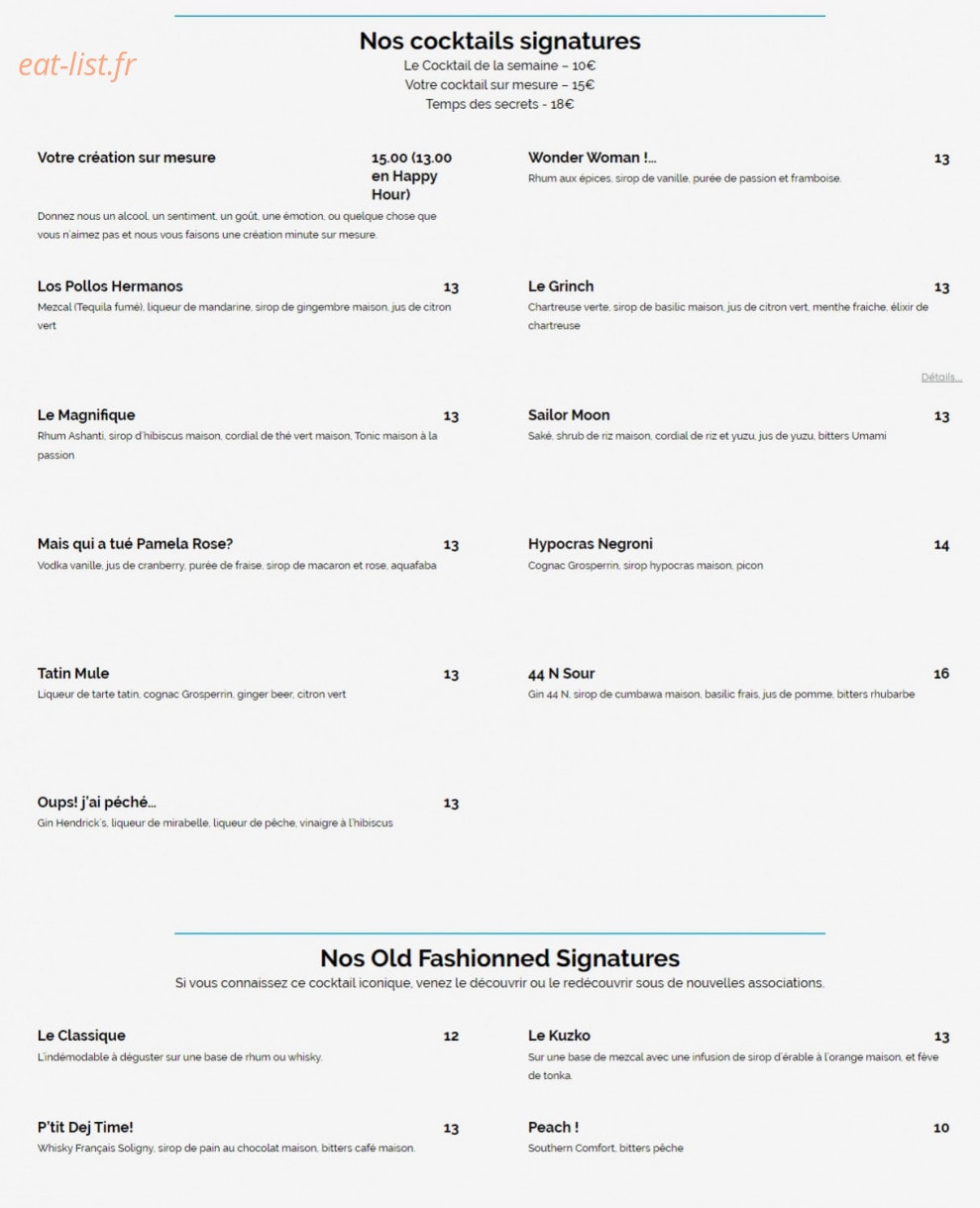 L’Experience — carte page 1