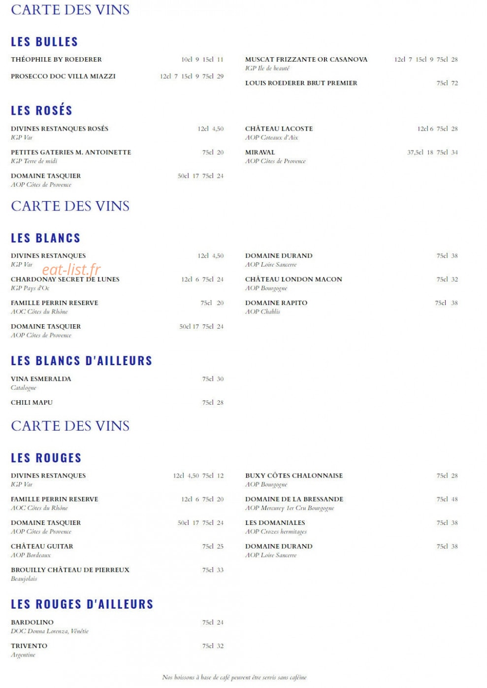 La Cantina — carte page 4