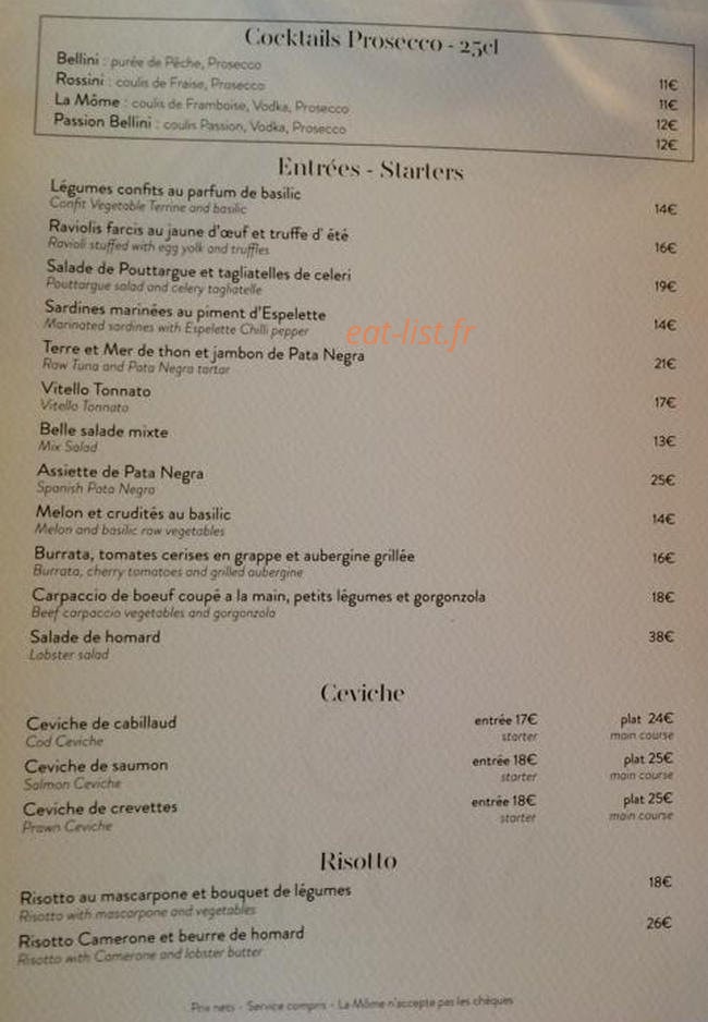La Môme — carte page 1