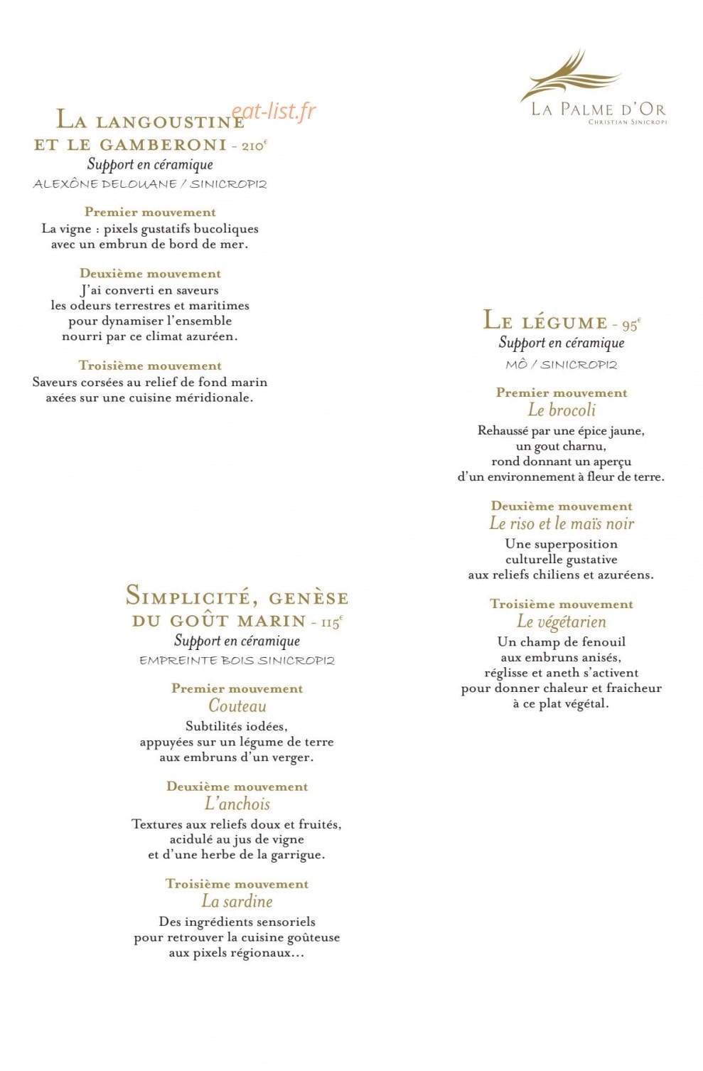 La palme d'or — carte page 4