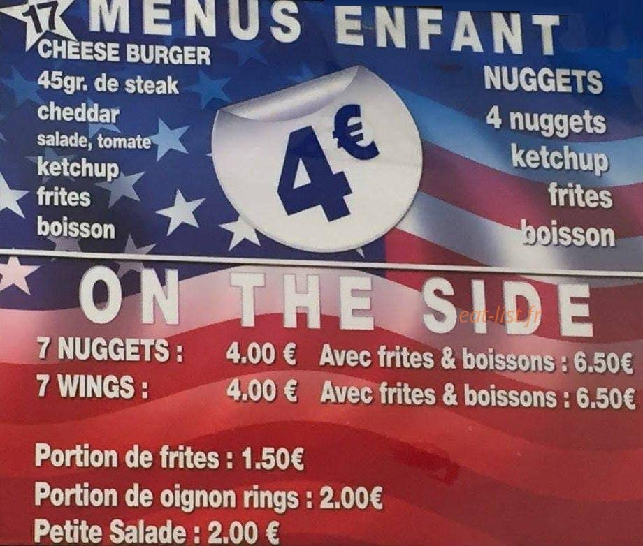 Carte et menu de La rôtisserie de cannes à Cannes — Les menus enfant, nuggets,...