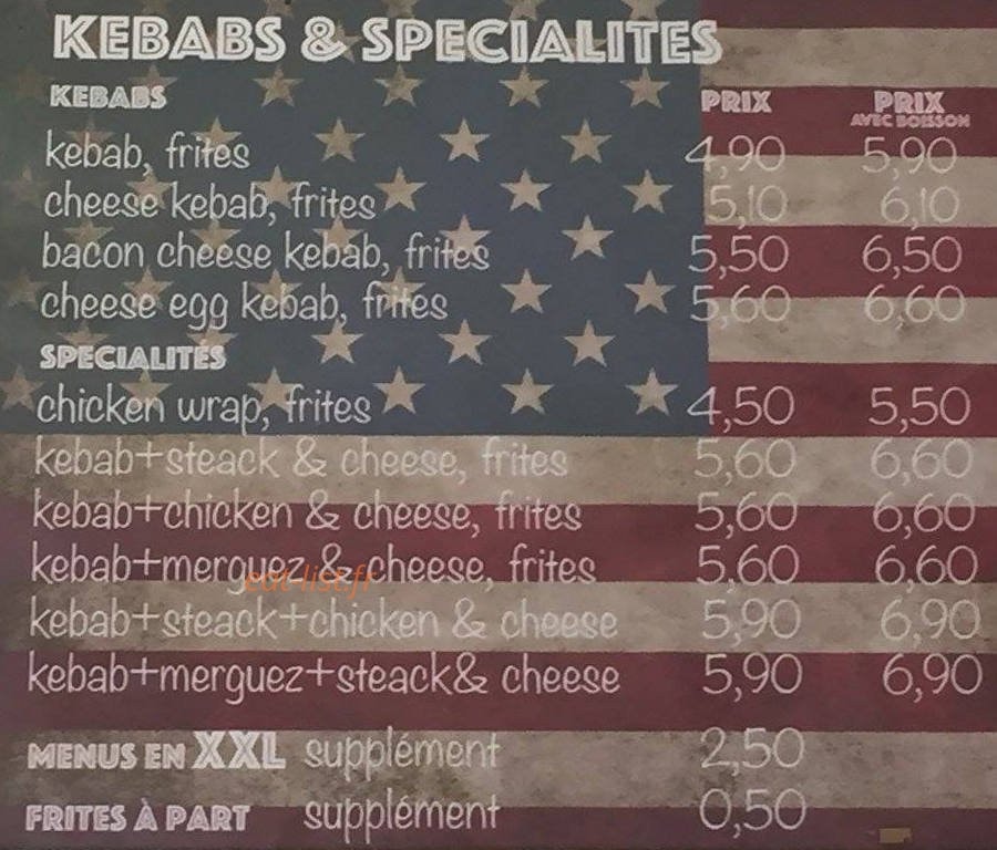 Carte et menu de La rôtisserie de cannes à Cannes — Les kebabs, spécialités,...