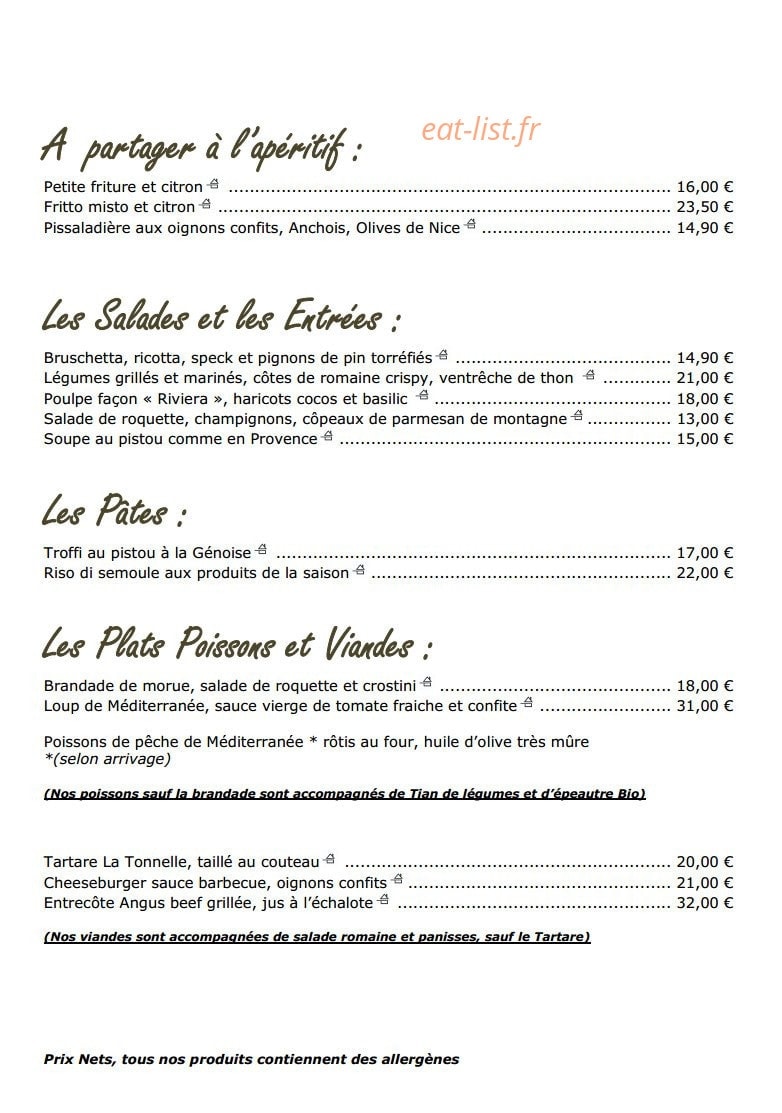 La Tonnelle — carte page 2