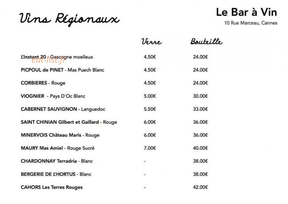 Le bar à vin — carte page 3