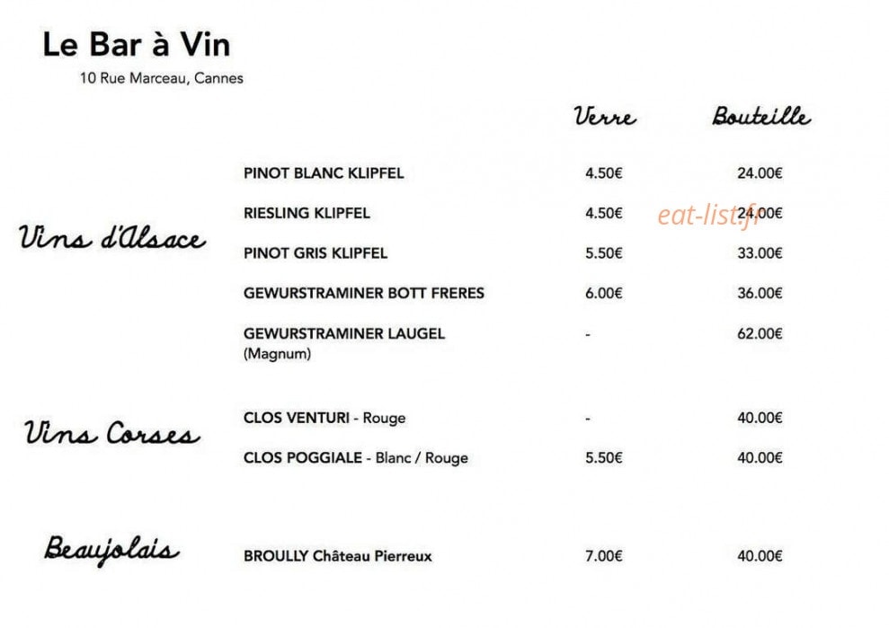 Le bar à vin — carte page 12