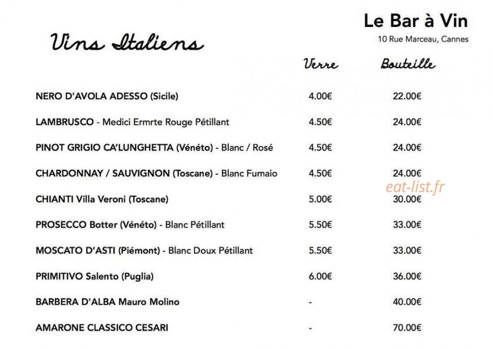 Le bar à vin — carte page 4