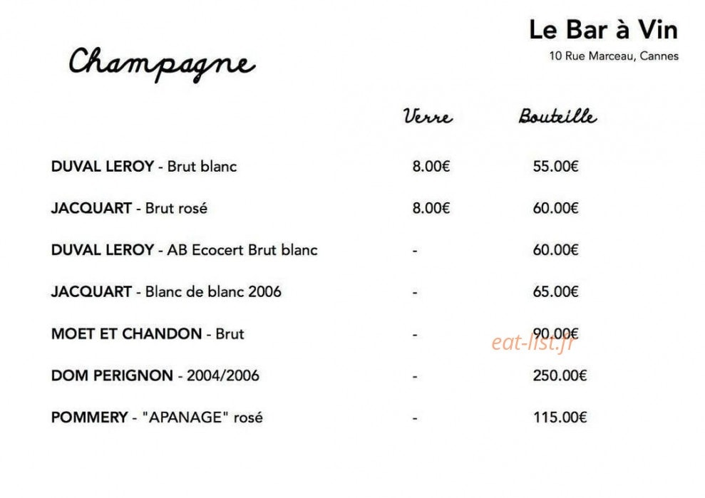 Le bar à vin — carte page 13