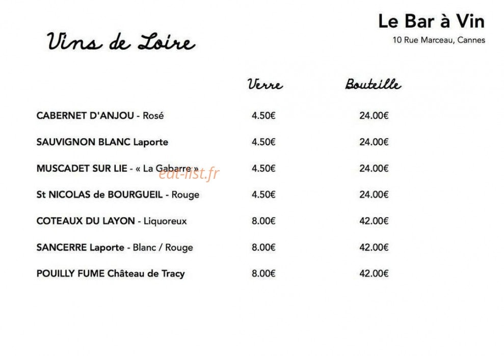 Le bar à vin — carte page 11