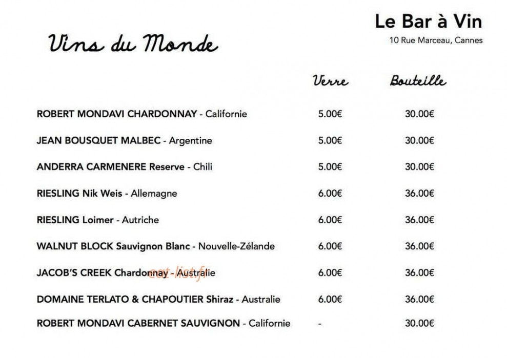 Le bar à vin — carte page 5