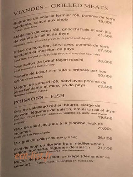 Le bistrot Du Suquet — carte page 2