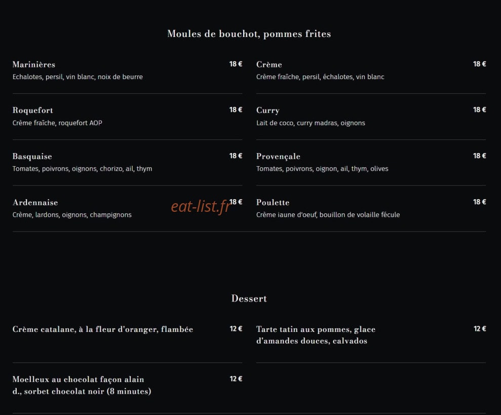 Le Bistrot Marceau — carte page 2