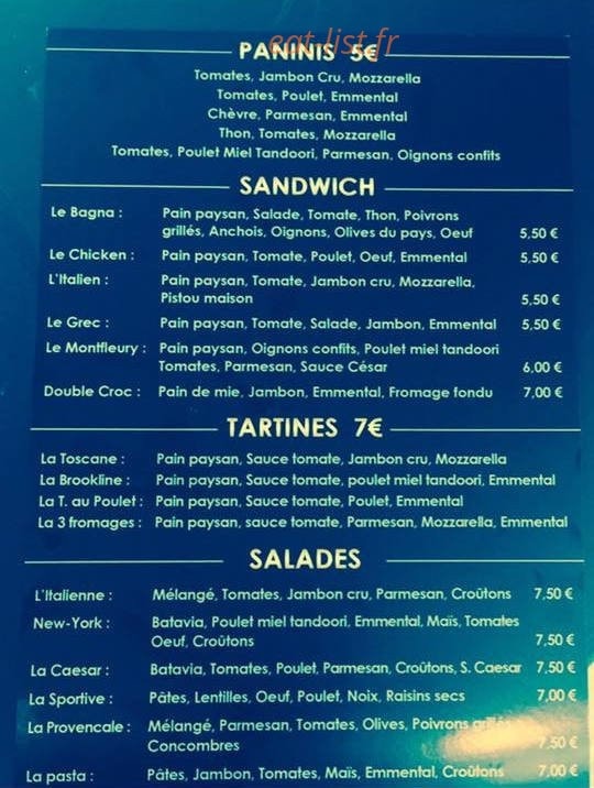 Le coin gourmand — carte page 2