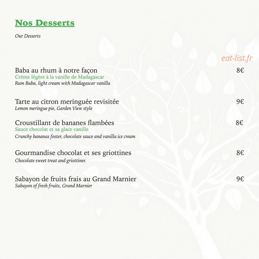 Le garden view — carte page 6