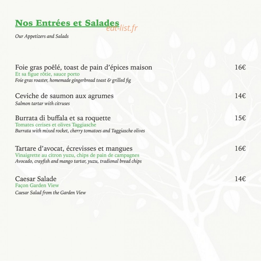 Le garden view — carte page 2