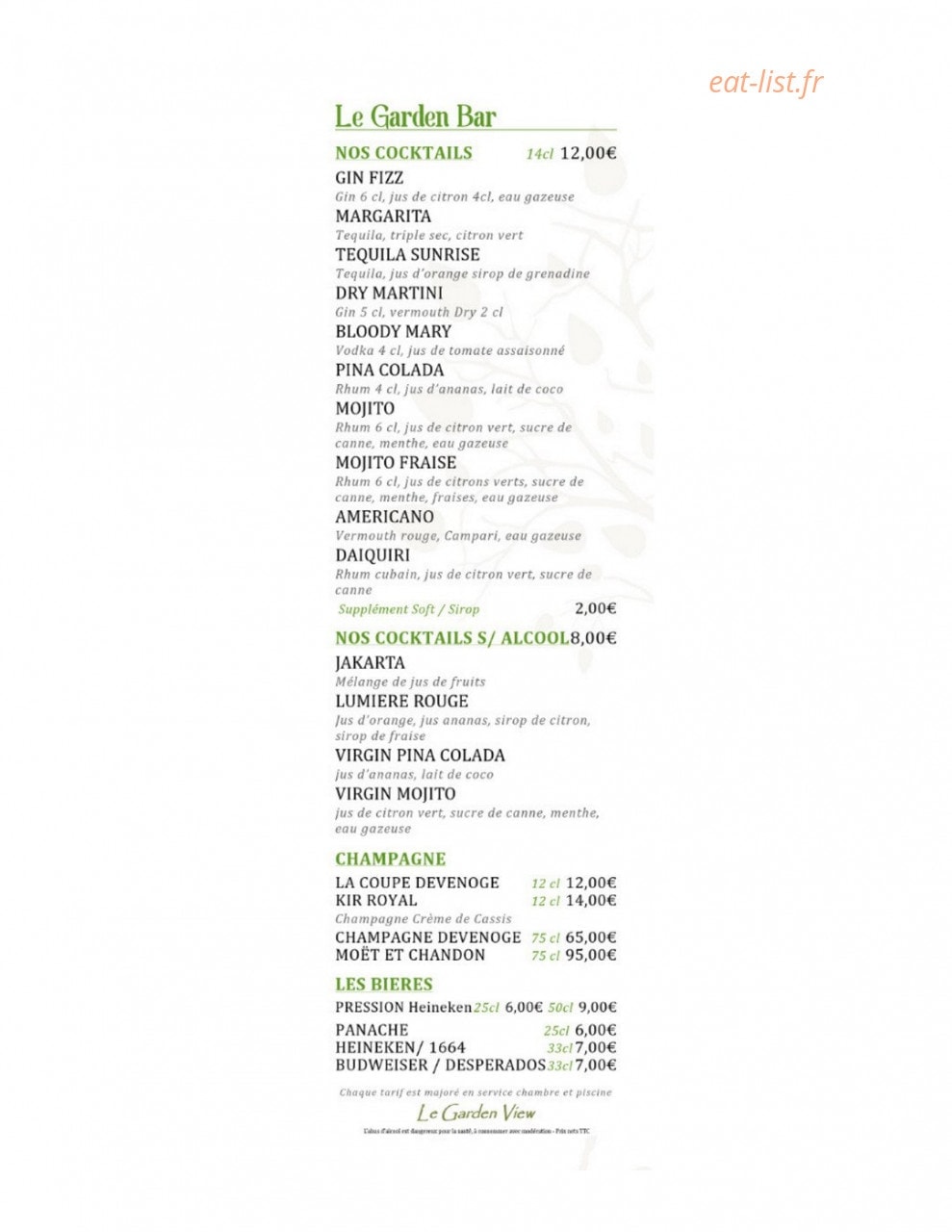 Le garden view — carte page 7