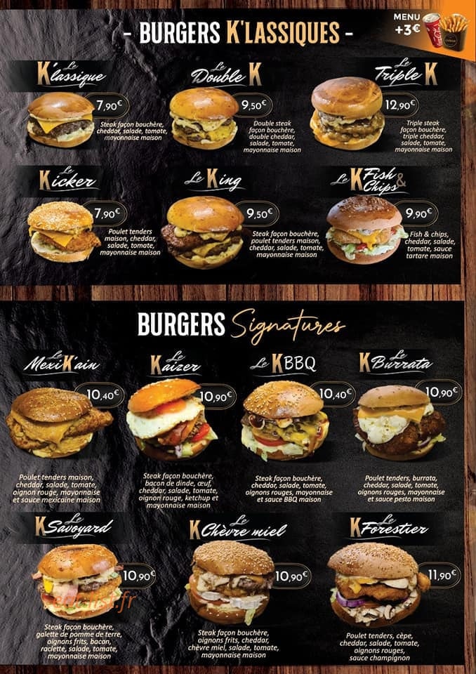 Le K Burger — carte page 2