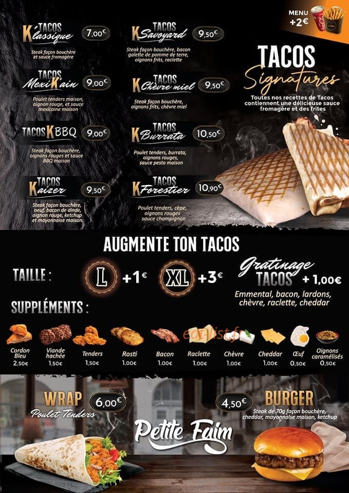 Le K Burger — carte page 3