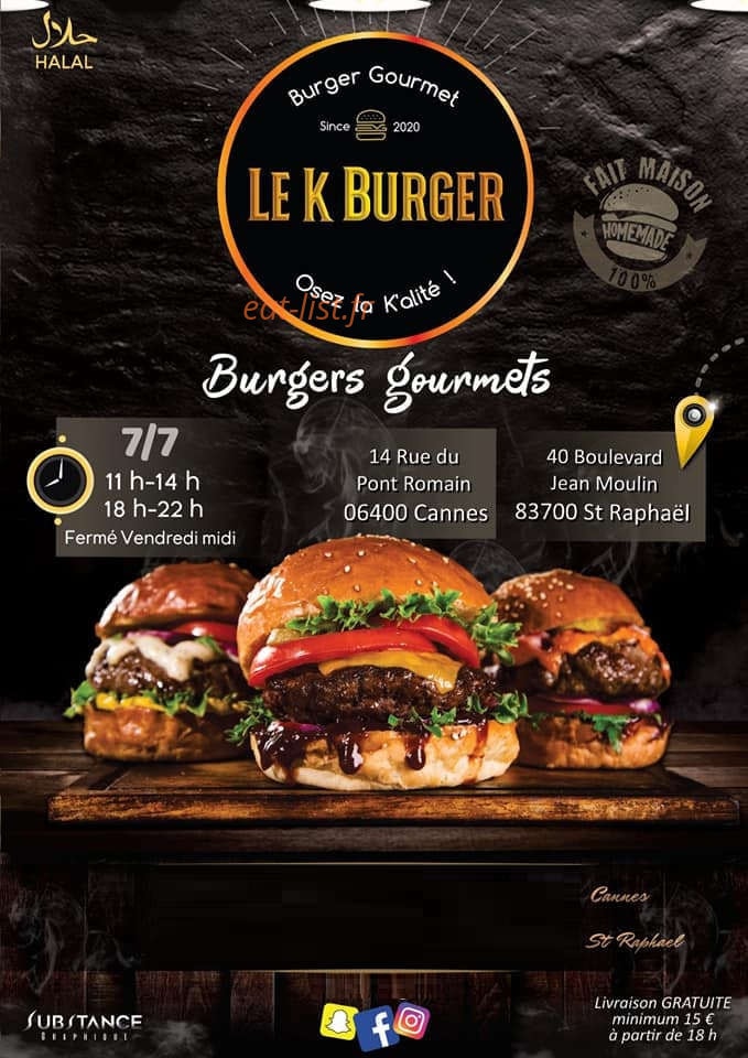 Le K Burger — carte page 1