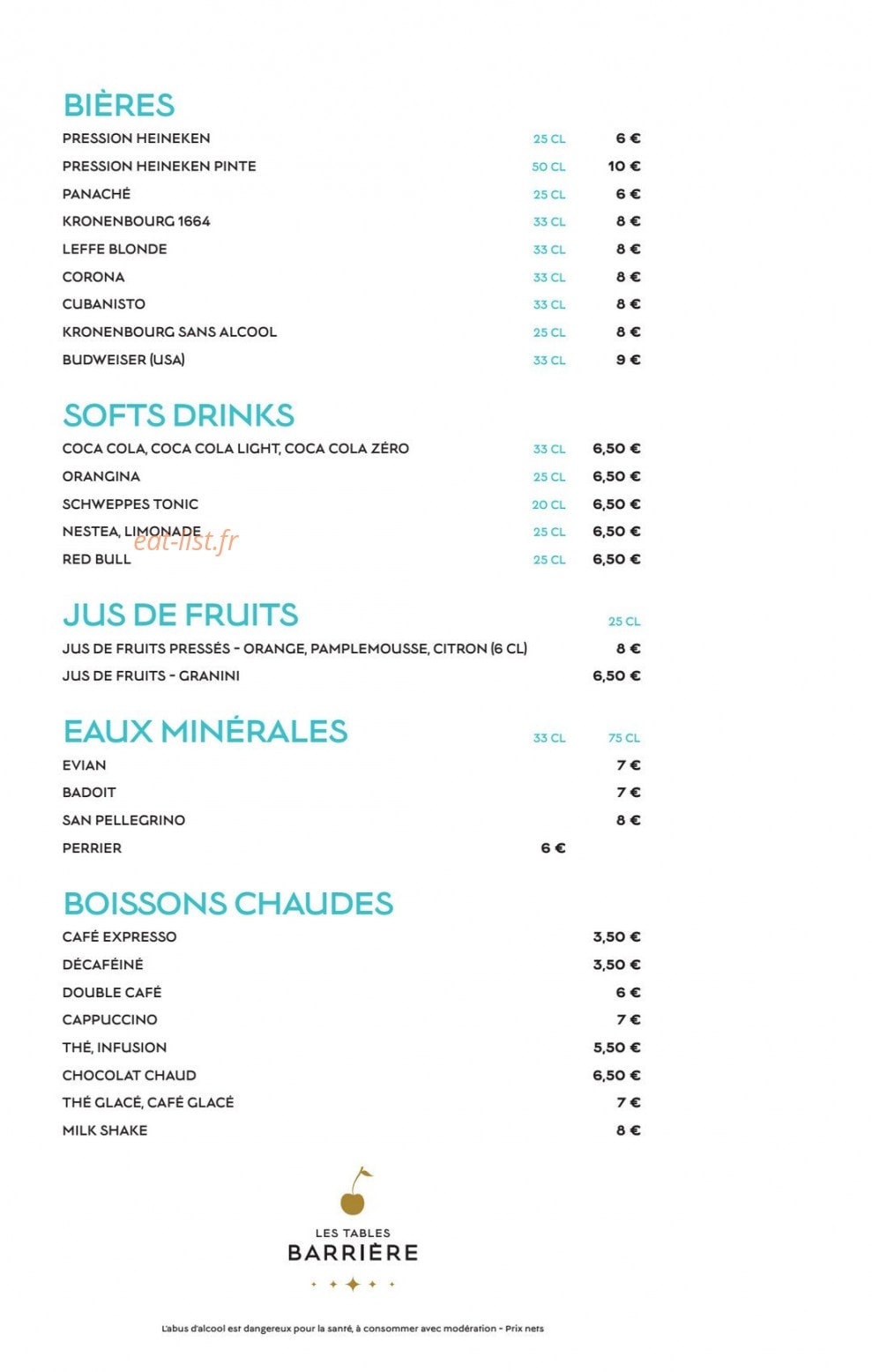 Le Restaurant de La Plage — carte page 9