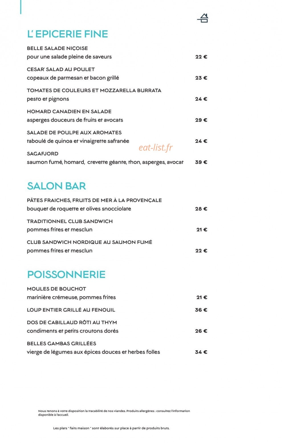 Le Restaurant de La Plage — carte page 2