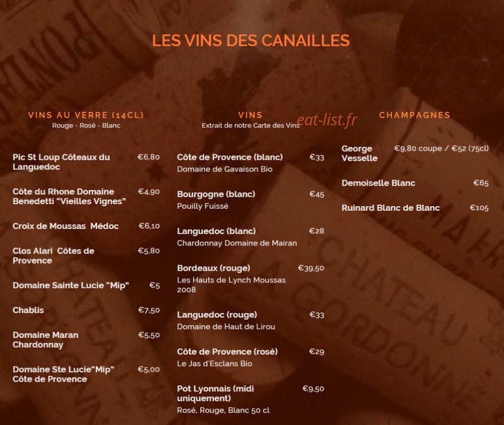 Les Canailles — carte page 2