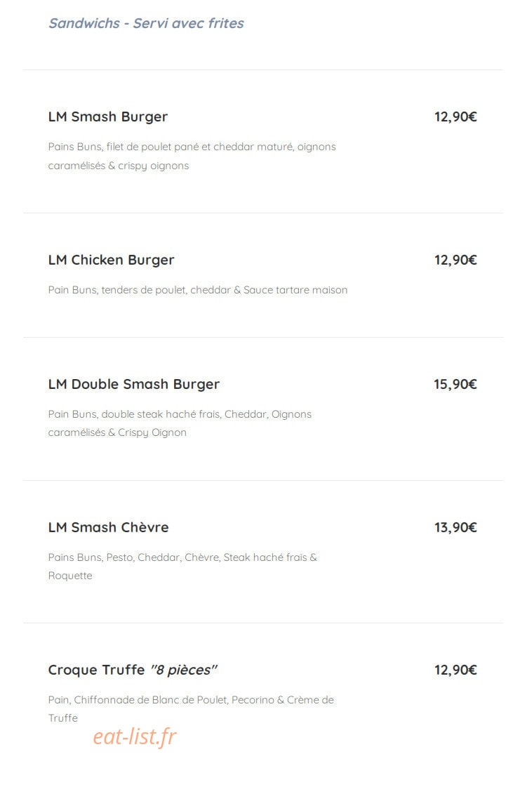 LM Food — carte page 5