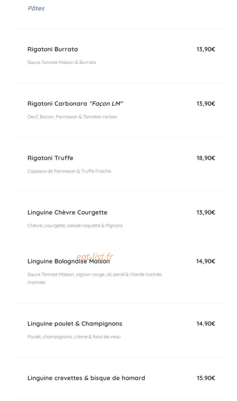 LM Food — carte page 4