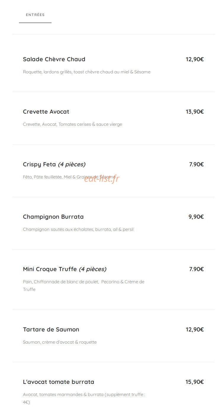 LM Food — carte page 1