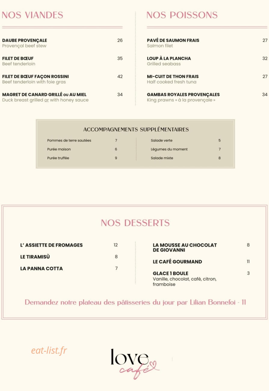 Love Café — carte page 2